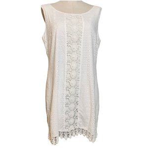 Japna White Eyelet and Crochet Mini Dress sz L
